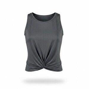 Enlighten Women Gray Heathered Front Twist Activewear Tank Top Size M